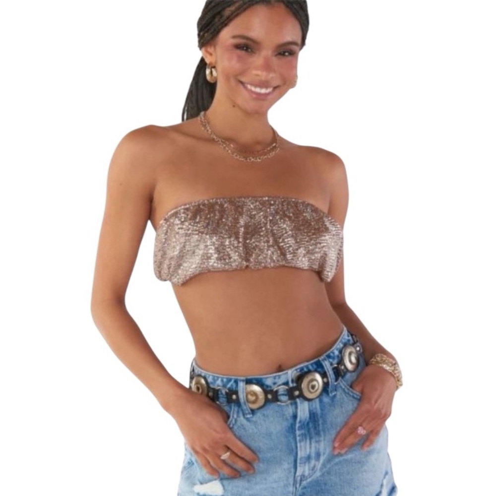 New Mumu Silver Confetti Micro Tube Top Size Small